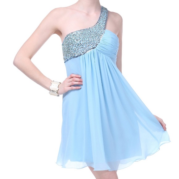 NEW Sky Blue Elegant Dress - Picture 1 of 6